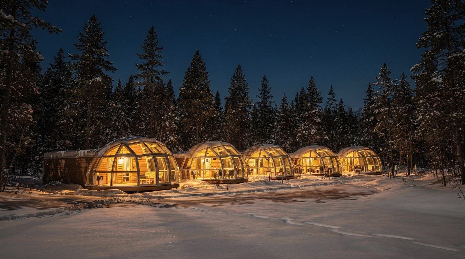 Kakslauttanen glazen iglo's en sneeuwsuites