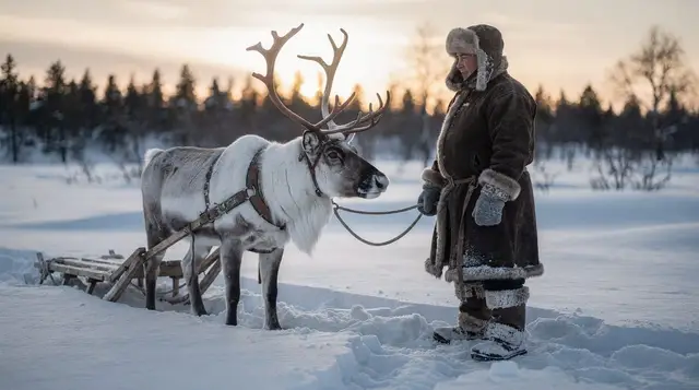 Reindeer sleigh rides near Rovaniemi